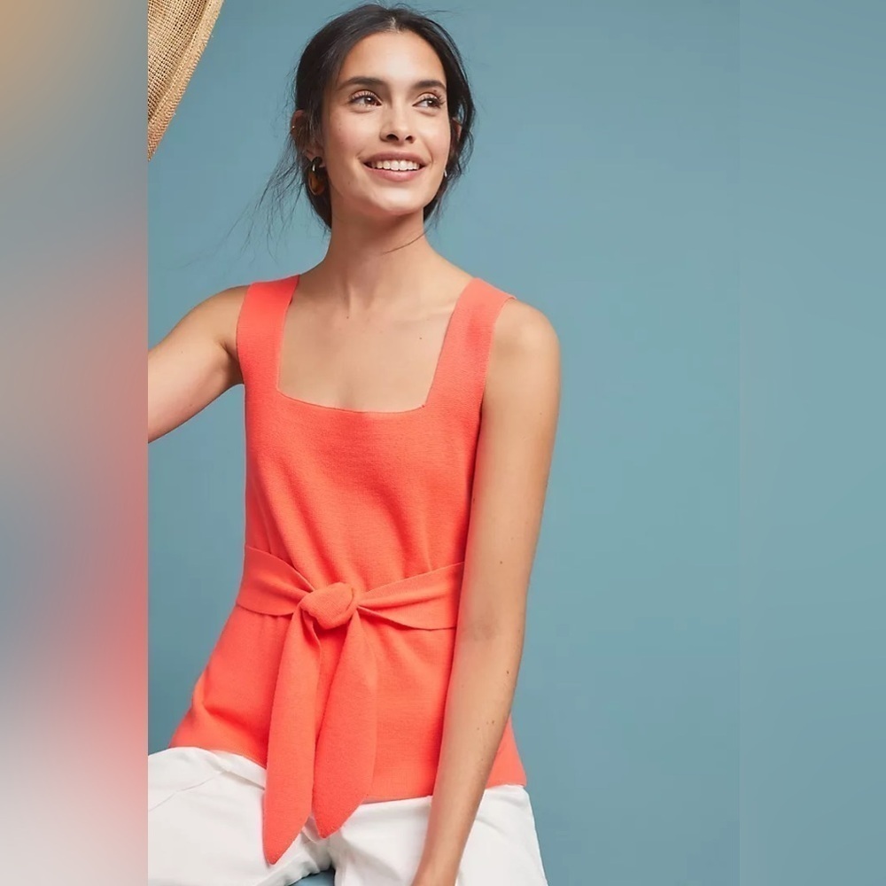 ANTHROPOLOGIE Harloe Belted Wrap Knit Sleeveless Blouse